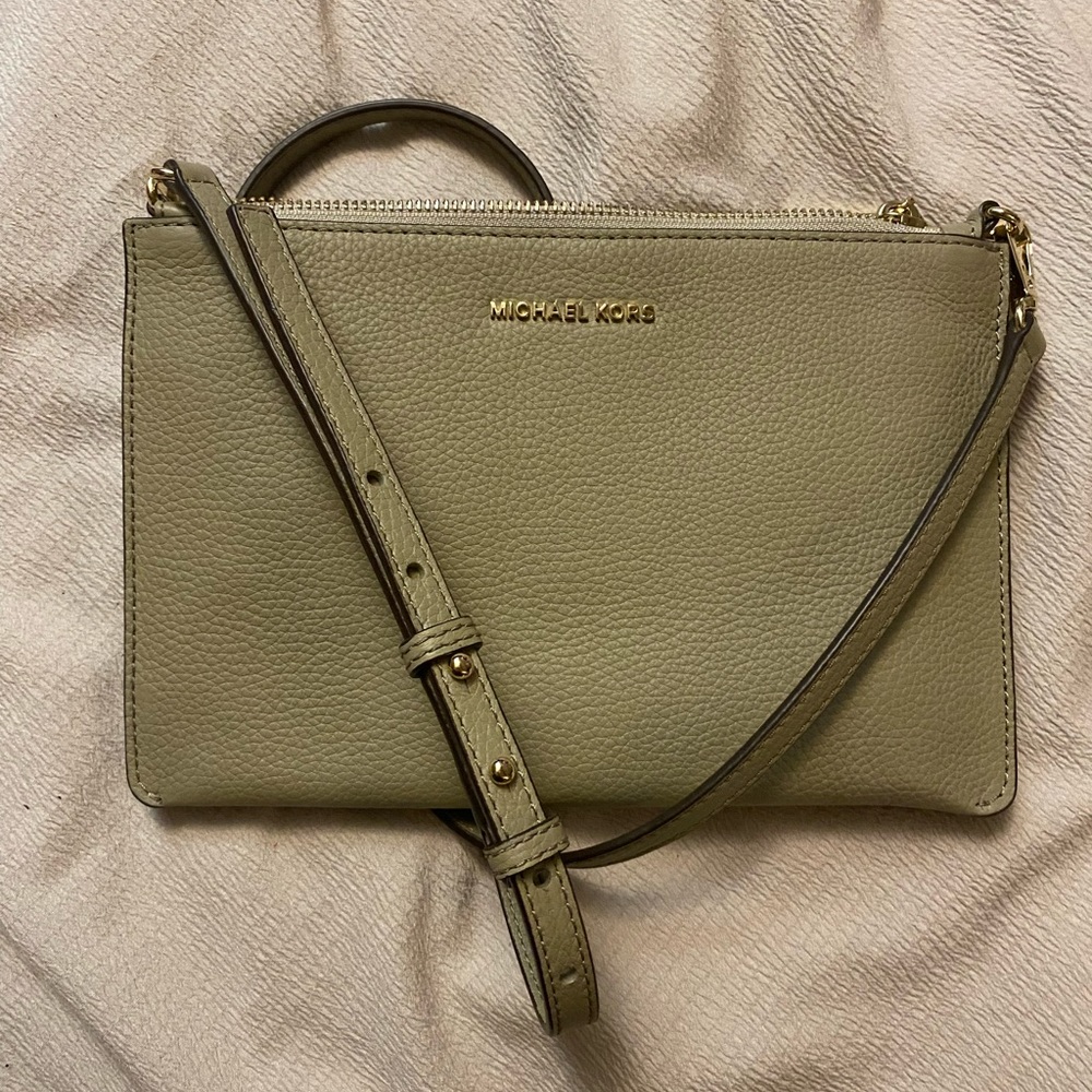 Michael Kors Double Zip Crossbody Sage Green